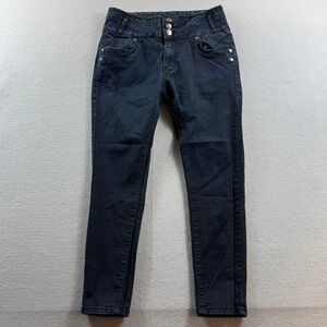 Always Friday Skinny Jeans Womens 11 Black High Rise Triple Button 28x25